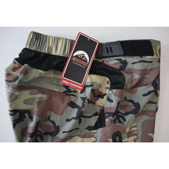Zoic 1103E9CA Men's Sz XL Green Camo Black Zip Ether 9" Trail Rider Shorts - Picture 5 of 9